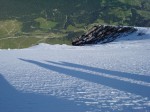 Sortie de la voie "Heckmair", à droite dans les rochers, 70 ans jour pour jour après sa première ascension