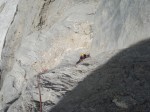 Marmolada, face sud, les temps modernes, la première longueur a été parcourue le jour précédent