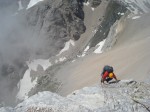 Arrivée sur la vire médiane, pour une petite pause pique-nique