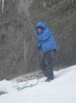 Gaston dans la tempête du dry des Nants avec sa veste hyper moderne, 2010