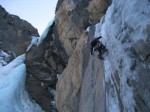 Kandersteg, Breitwangfluh, "Tränen der Eisprinzessin" , un départ en glace mince et fort raide