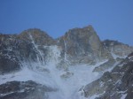 Le couloir "Couturier" à l Aiguille Verte avec la sortie "Vivagel" sur la gauche