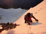 Premier rayon de soleil à la sortie de la face nord de la Lenzspitze