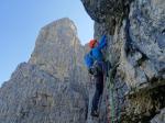 2e torre di Sella, face nord, voie Messner, la troisième tour en arrière plan