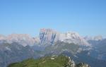 La majestueuse face sud de la Marmolada, la reine des Dolomites. Il faut également se méfier du ciel bleu!